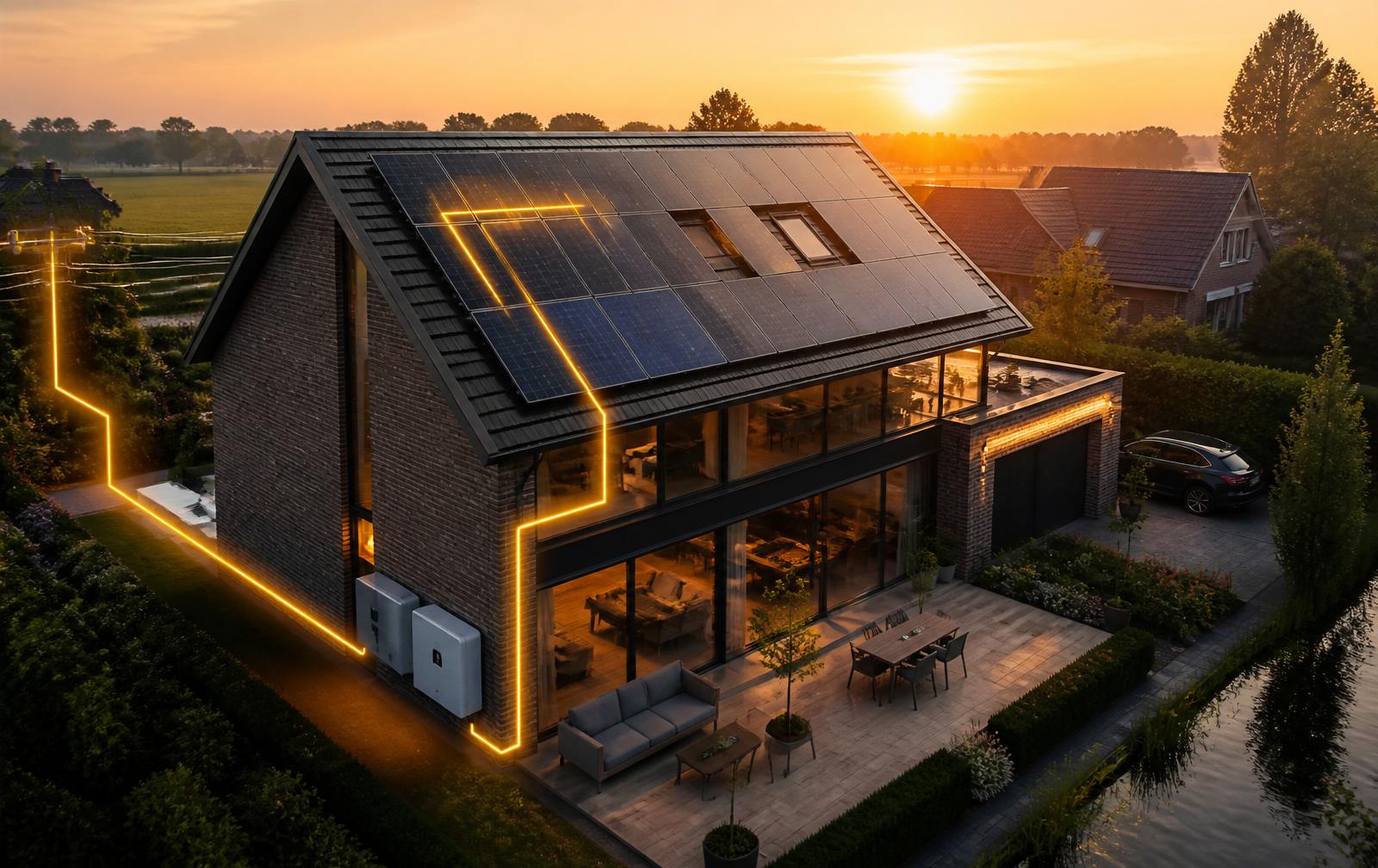 Modern huis met zonnepanelen